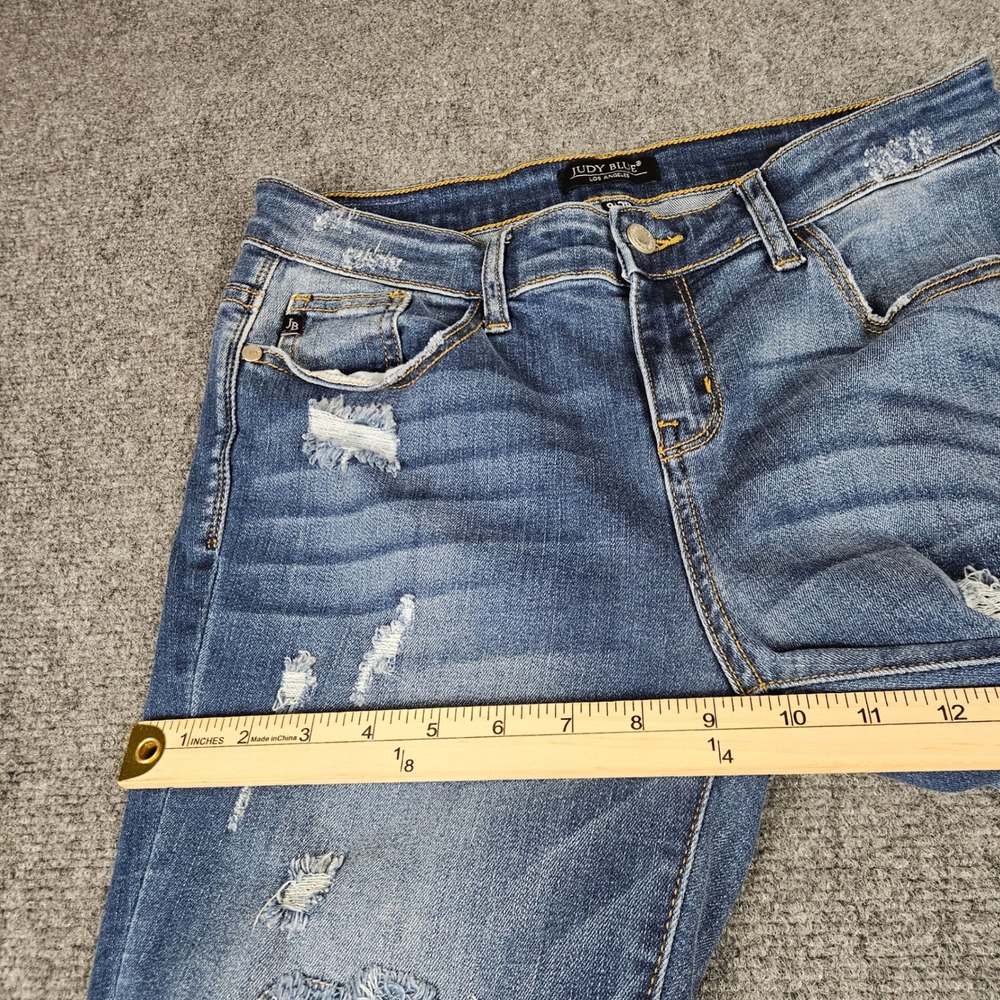 Judy Blue Skinny Fit Distressed Leopard Patch Jeans Medium Wash JB8265MD 9/29 - Picture 10 of 12
